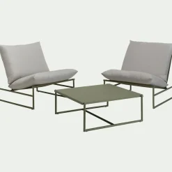 Table basse de jardin carrée en aluminium - vert cèdre