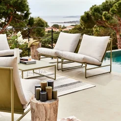 Table basse de jardin carrée en aluminium - vert cèdre