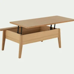 Table basse en bois avec plateau relevable - naturel