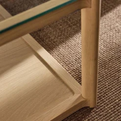 Table basse en chêne et verre L92x92cm - bois clair