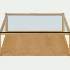 Table basse en chêne et verre L92x92cm - bois clair