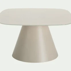 Table basse en verre trempé et acier L70cm - blanc écru