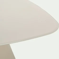 Table basse en verre trempé et acier L70cm - blanc écru