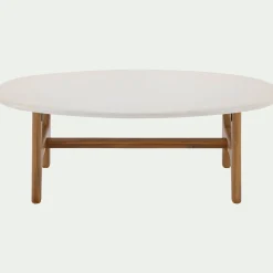 Table basse ovale en bois L126xl70cm - blanc