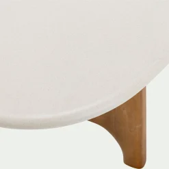 Table basse ovale en bois L126xl70cm - blanc