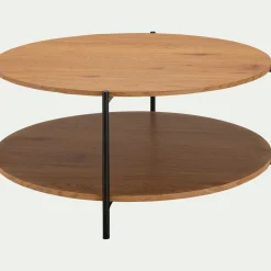 Table basse ronde en bois et acier - bois clair