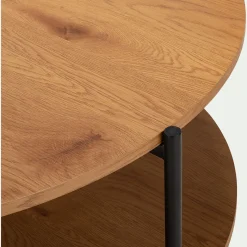 Table basse ronde en bois et acier - bois clair