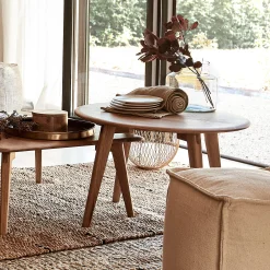 Table basse ronde en chêne massif - bois clair