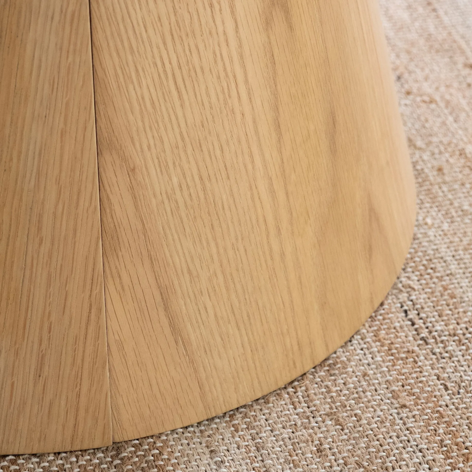 Table basse ronde en céramique et bois D80cm - beige