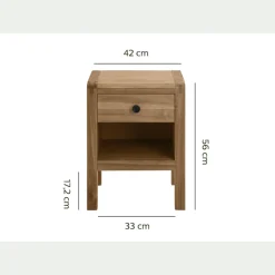 Table de chevet en acacia 1 tiroir L42xl35xH56cm - bois clair