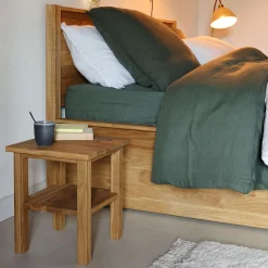 Table de chevet en chêne massif 1 tablette - bois clair