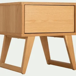 Table de chevet en plaqué chêne L45xl40xH48cm - bois clair