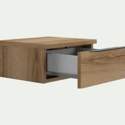 Table de chevet suspendue en bois 1 tiroir L40xl36xH19cm - bois clair