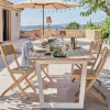 Table de jardin en teck et aluminium - bois clair (8 places)