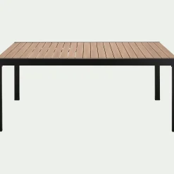 Table de jardin extensible en aluminium effet teck - noir (8 à 12 places)