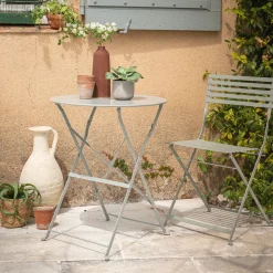 Table de jardin pliante en acier - vert olivier (2 places)