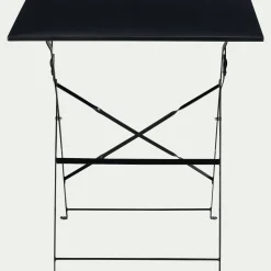 Table de jardin pliante en acier - noir (2 places)