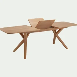 Table de repas extensible plaquée chêne - bois clair (8 à 10 places)