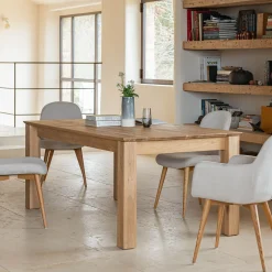 Table de repas extensible en chêne - bois clair (8 à 12 places)