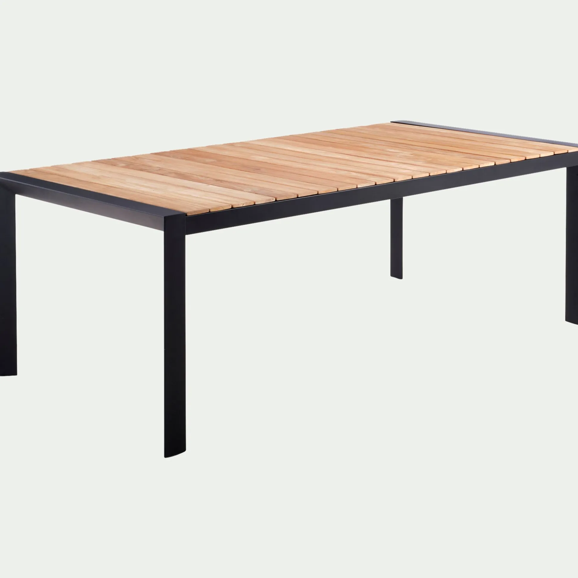 Table de repas jardin en teck recyclé et aluminium - noir (8 places)