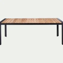 Table de repas jardin en teck recyclé et aluminium - noir (8 places)