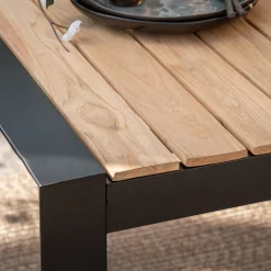 Table de repas jardin en teck recyclé et aluminium - noir (8 places)
