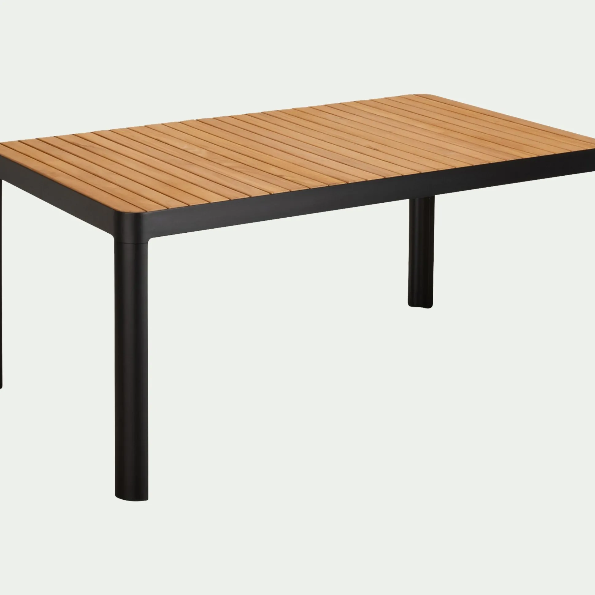 Table de repas jardin en aluminium et teck - bois clair (6 places)