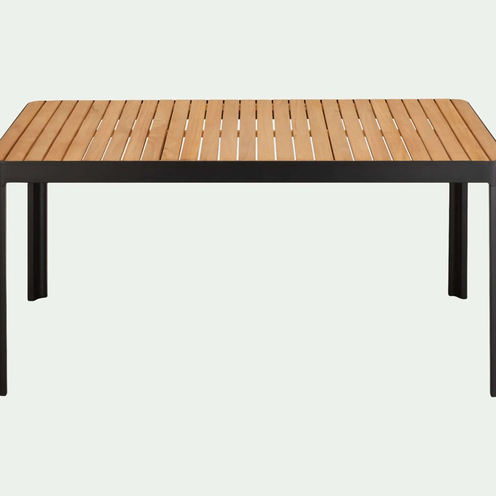 Table de repas jardin en aluminium et teck - bois clair (6 places)