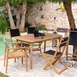 Table de repas jardin en acacia - bois clair (6 places)