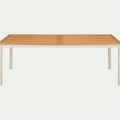 Table de repas jardin extensible en eucalyptus et aluminium - blanc écru (8 à 12 places)