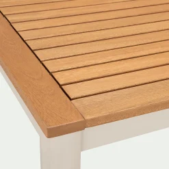 Table de repas jardin extensible en eucalyptus et aluminium - blanc écru (8 à 12 places)