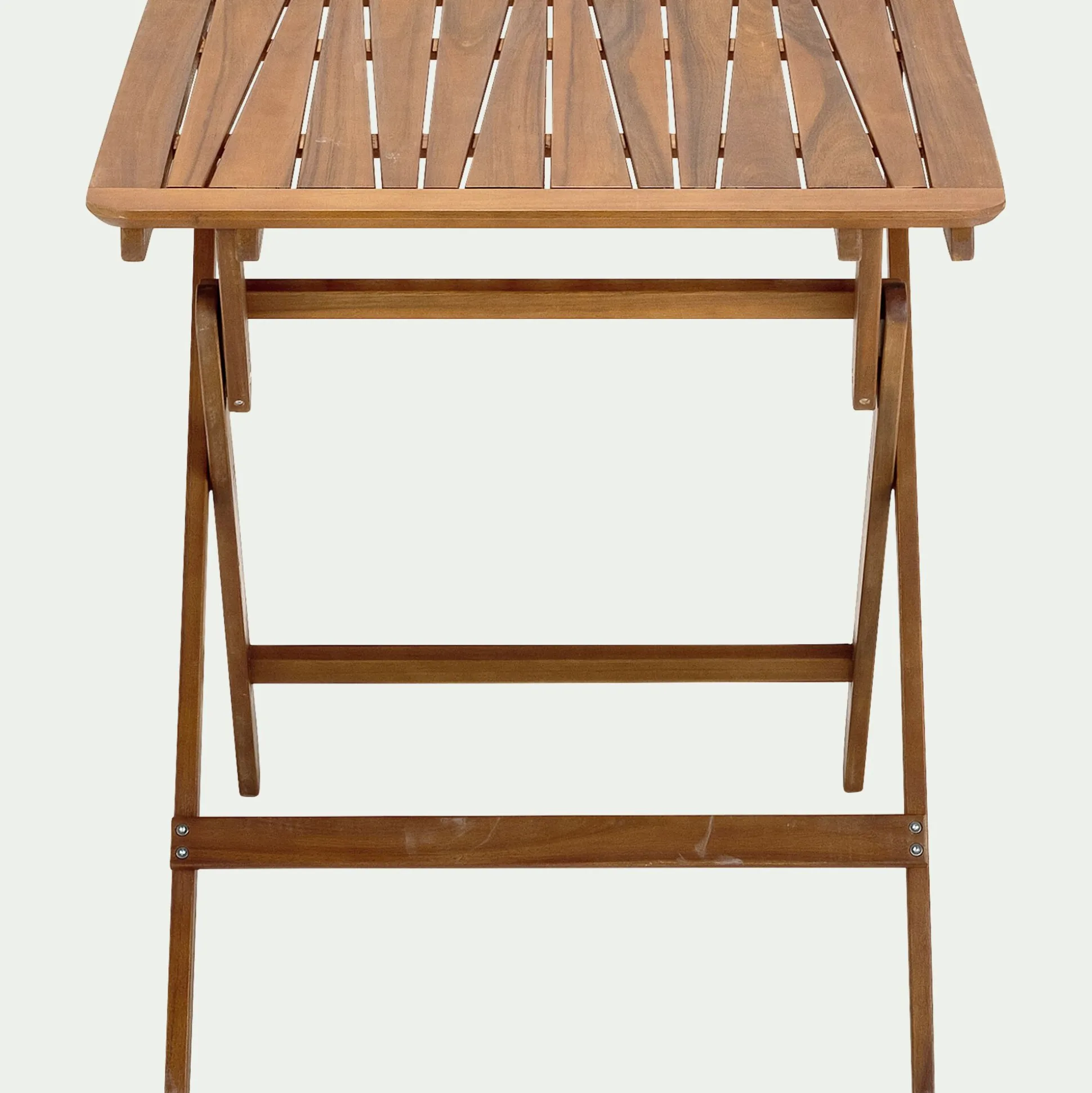 Table de repas jardin pliante carrée en acacia huilé - bois foncé (2 places)