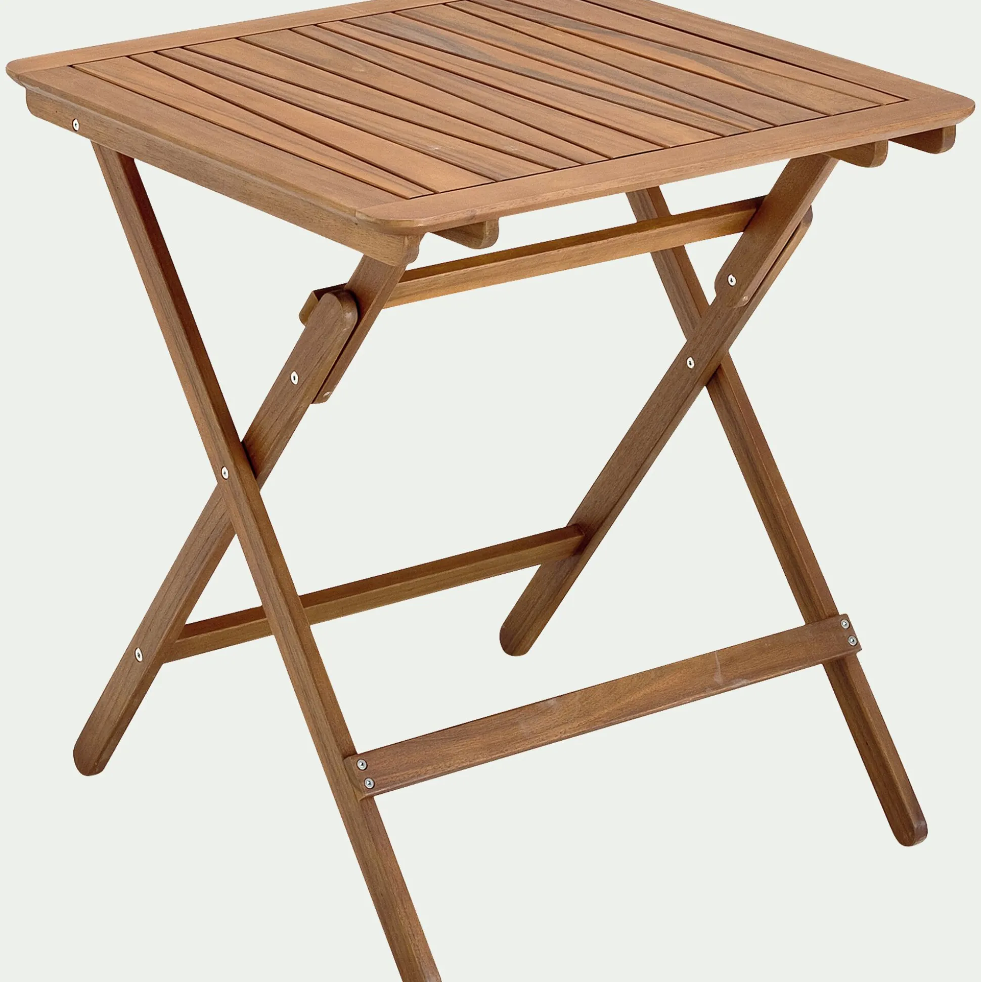 Table de repas jardin pliante carrée en acacia huilé - bois foncé (2 places)