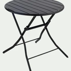 Table de repas jardin ronde en acier - noir (2 places)