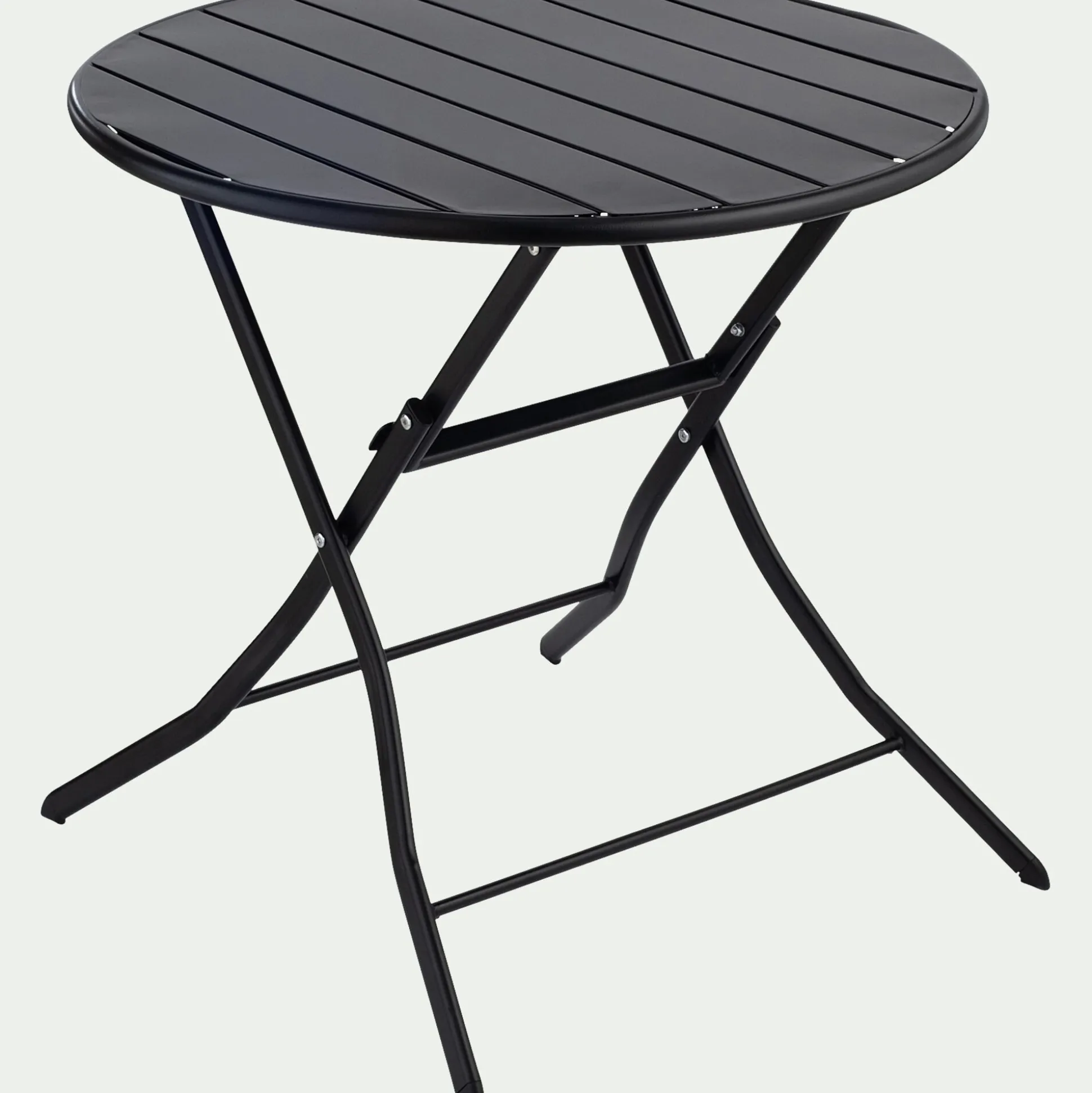 Table de repas jardin ronde en acier - noir (2 places)