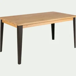 Table de repas rectangulaire en chêne et acier - bois clair (10 places)