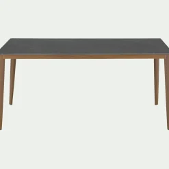 Table de repas rectangulaire en pierre et acier - gris anthracite (10 places)
