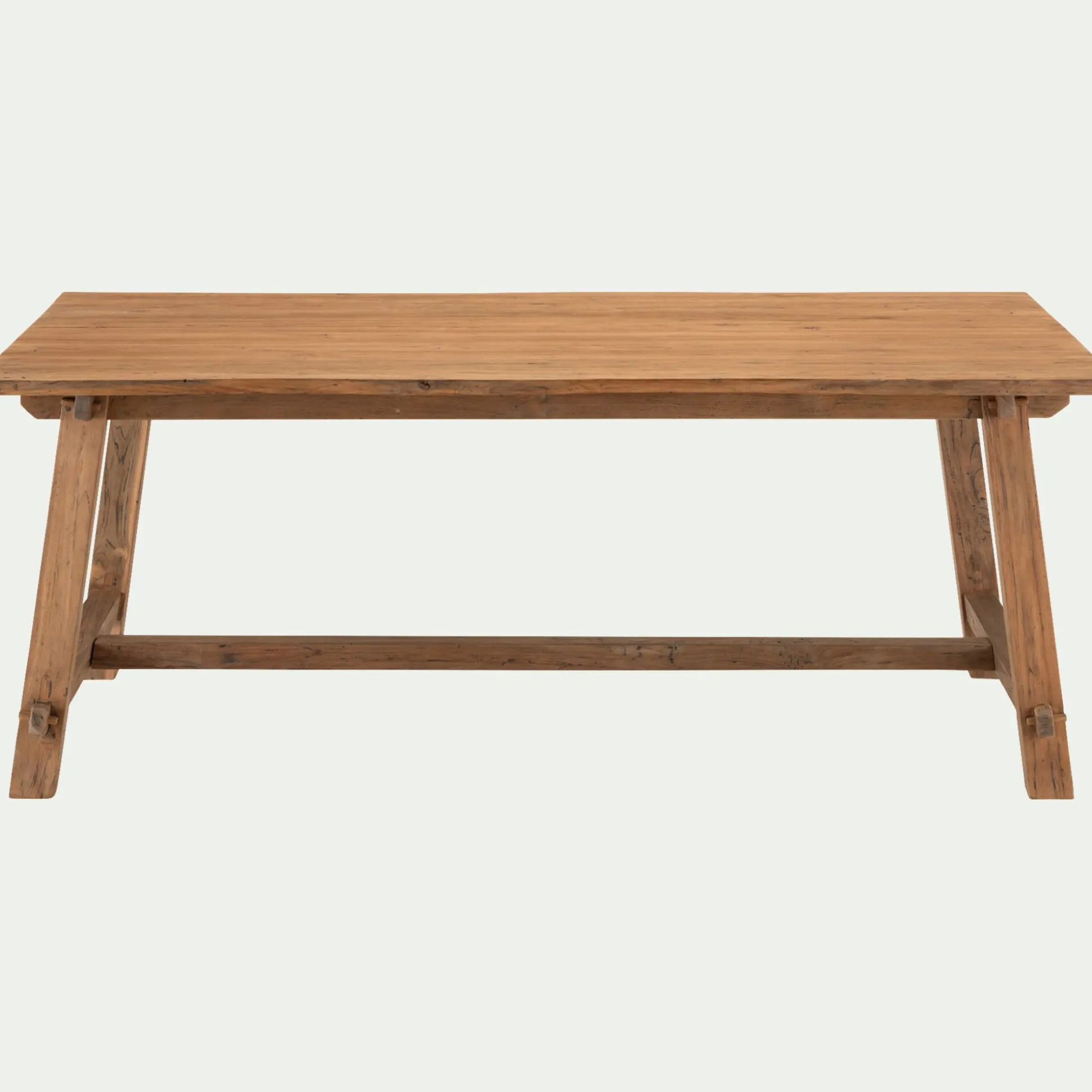 Table de repas rectangulaire en bois de teck - bois clair (8 places)
