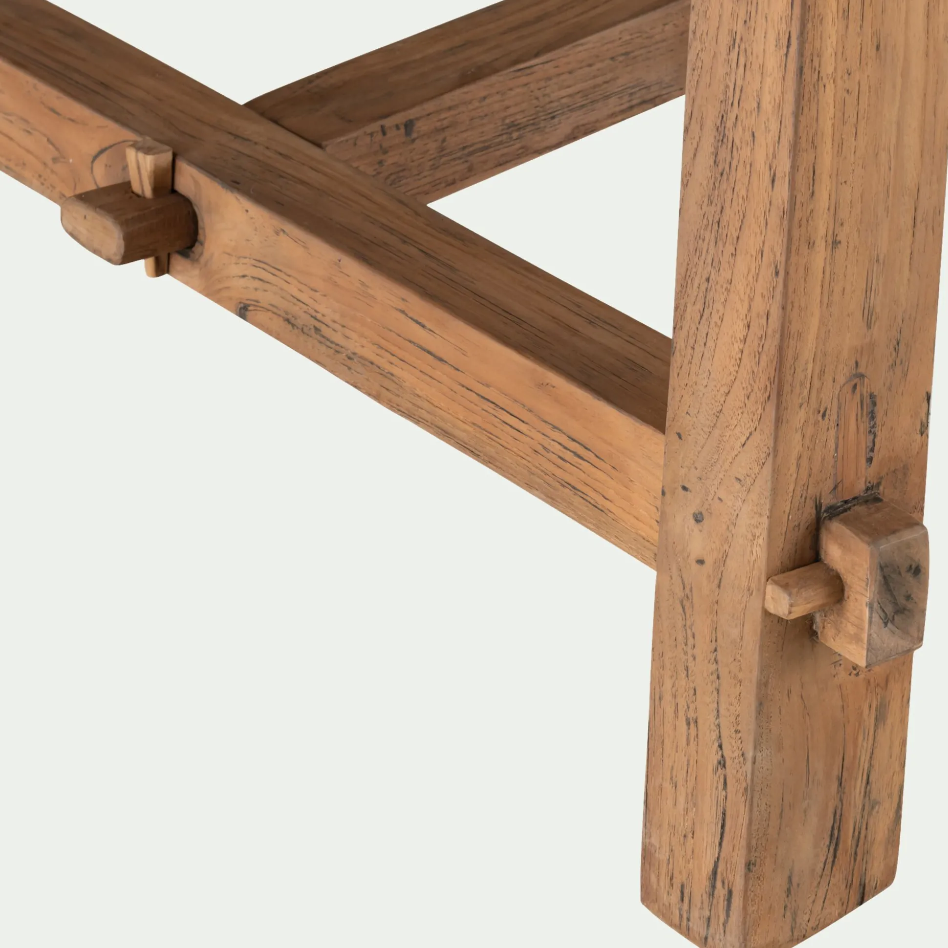 Table de repas rectangulaire en bois de teck - bois clair (8 places)