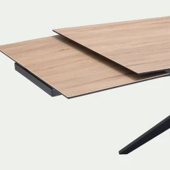 Table de repas rectangulaire extensible en céramique - bois clair (10 à 12 places)