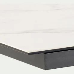 Table de repas rectangulaire extensible en céramique - blanc (6 à 8 places)
