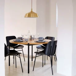 Table de repas ronde effet chêne et acier - bois clair (4 places)