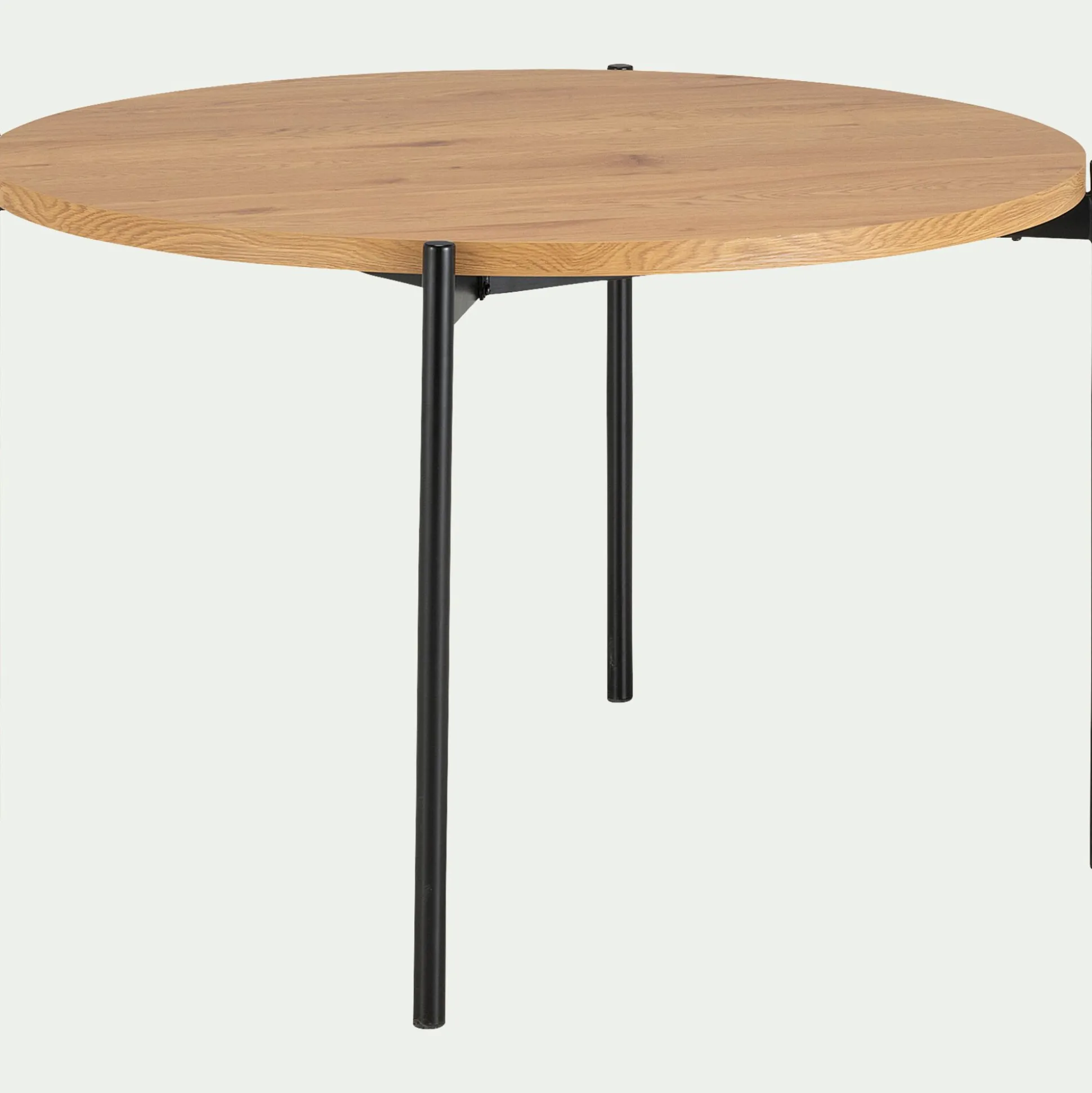 Table de repas ronde effet chêne et acier - bois clair (4 places)