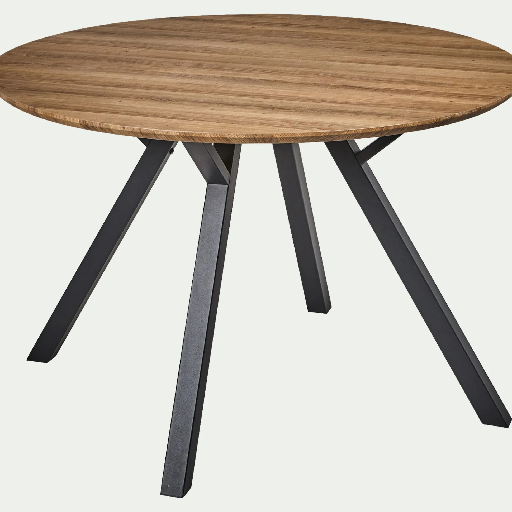 Table de repas ronde effet chêne - bois foncé (4 places)