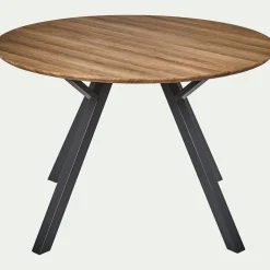 Table de repas ronde effet chêne - bois foncé (4 places)