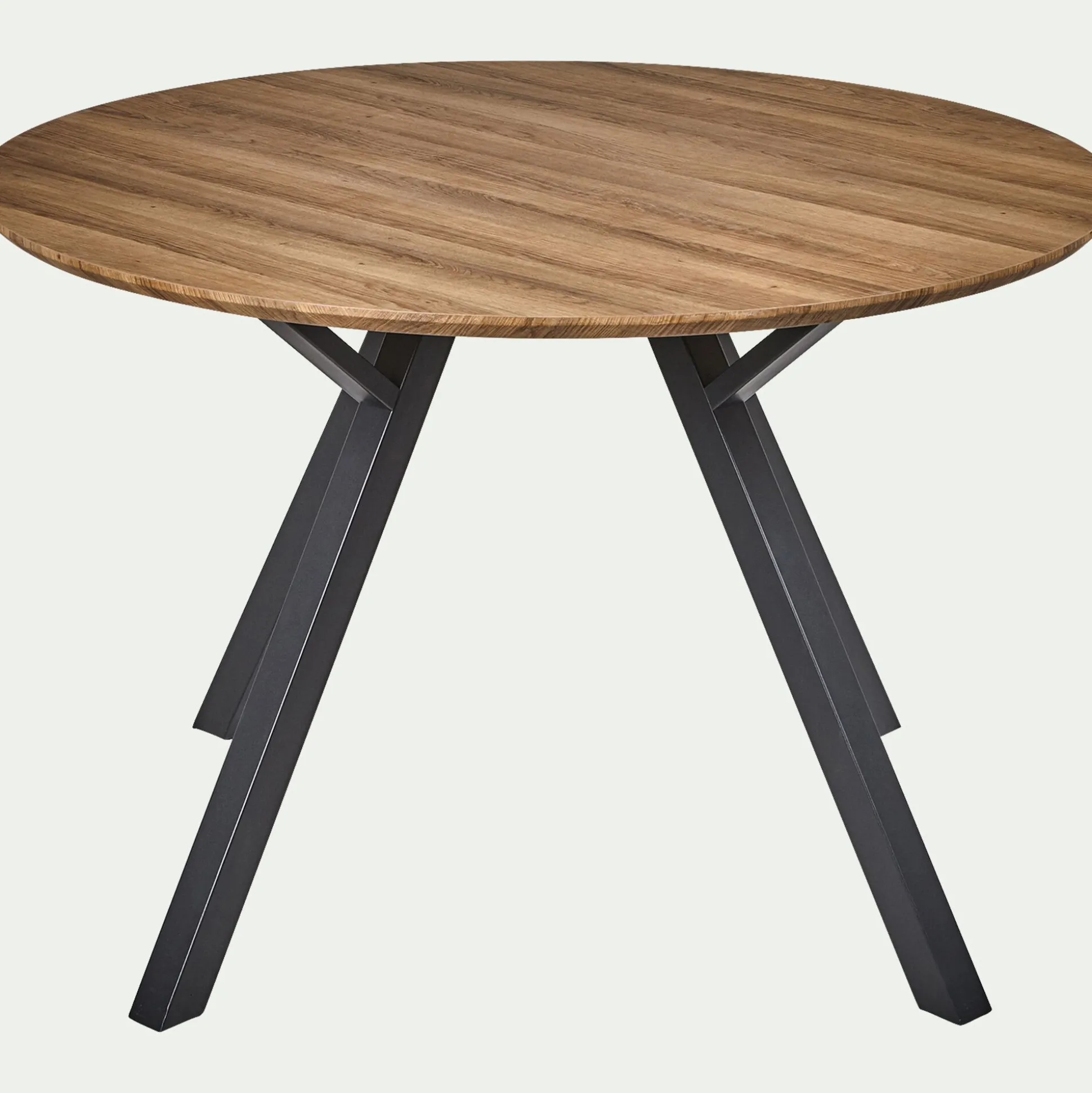 Table de repas ronde effet chêne - bois foncé (4 places)