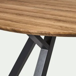 Table de repas ronde effet chêne - bois foncé (4 places)
