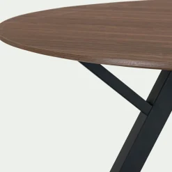 Table de repas ronde en bois - bois foncé (6 places)