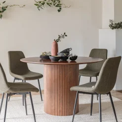 Table de repas ronde en bois - bois foncé (6 places)