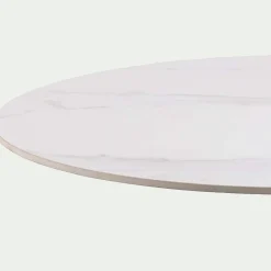 Table de repas ronde en bois et céramique - blanc (4 places)